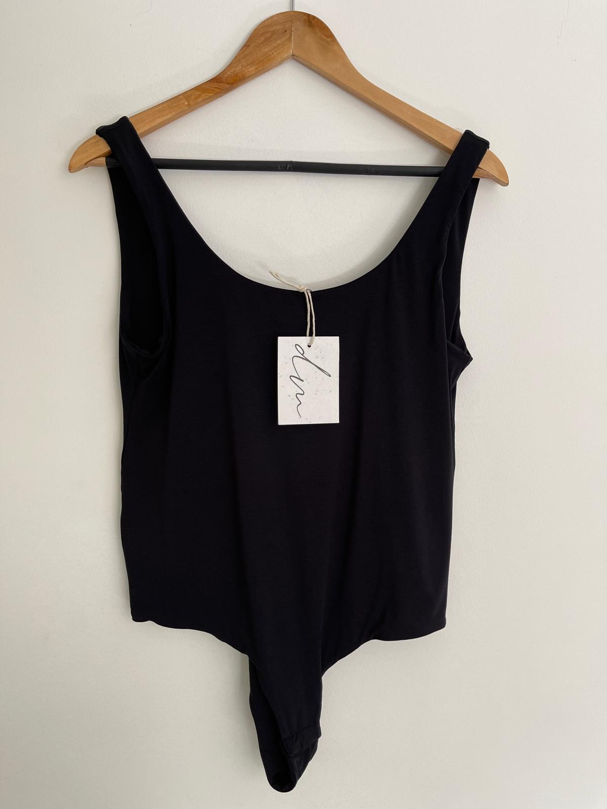 sustainable low back bodysuit in black